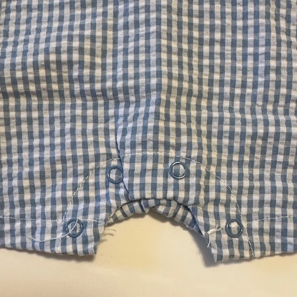 Adorable Blue Gingham Kids Romper